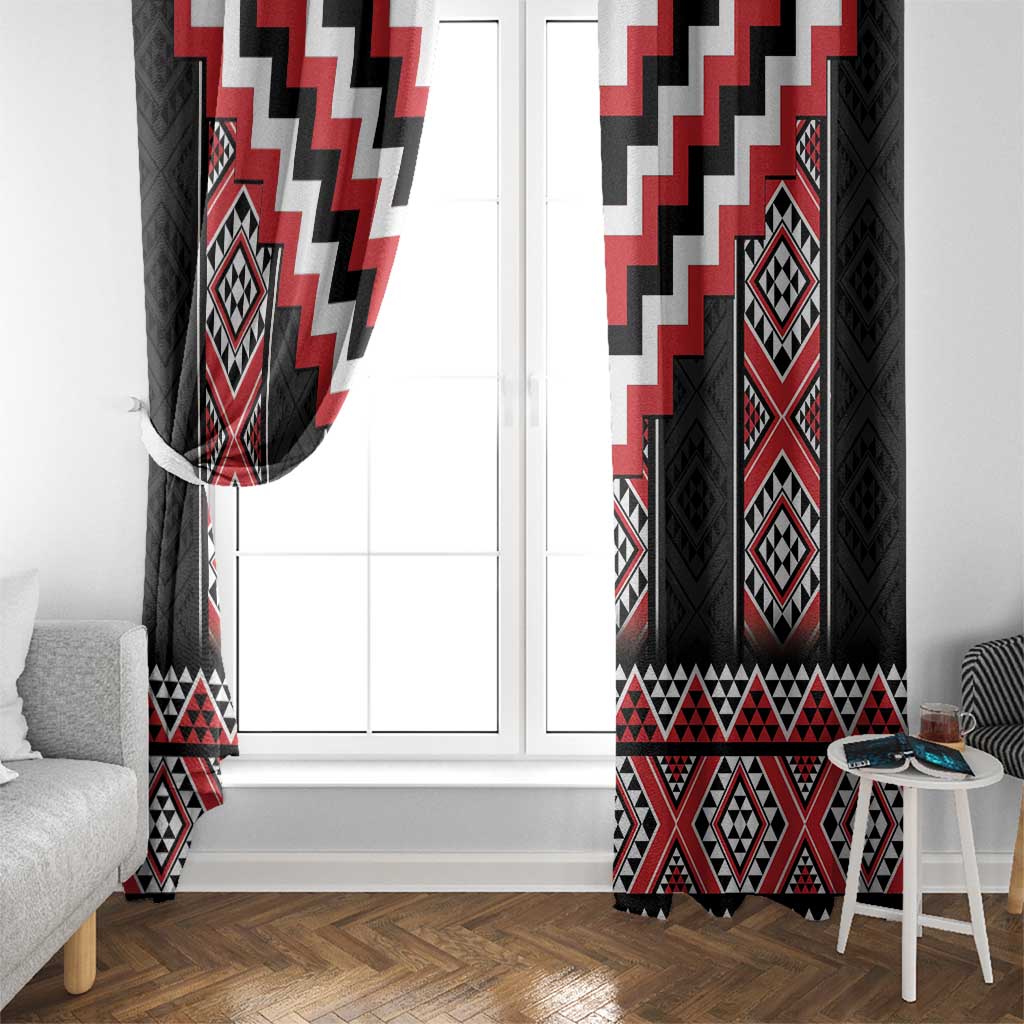 Red Taniko Aotearoa Window Curtain Niho Taniwha Mix Poutama LT14
