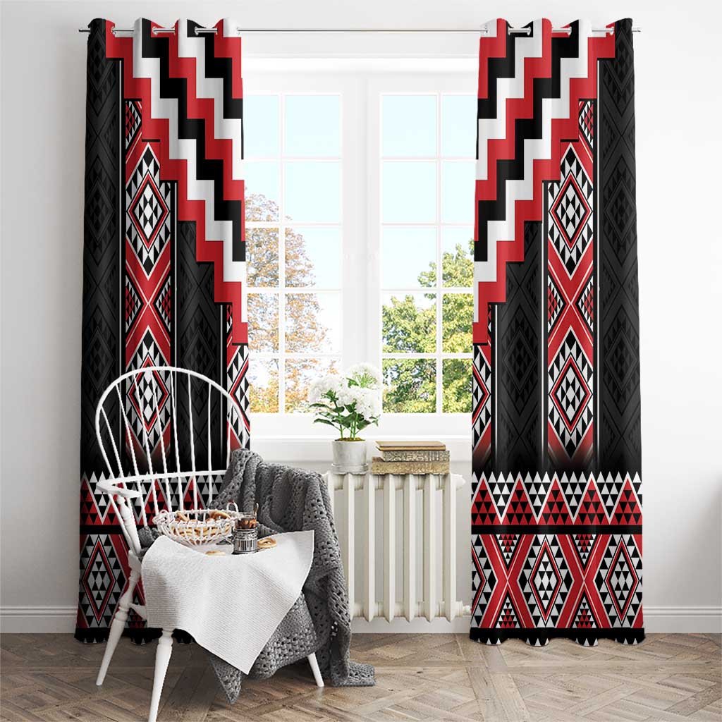 Red Taniko Aotearoa Window Curtain Niho Taniwha Mix Poutama LT14