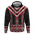 Red Taniko Aotearoa Zip Hoodie Niho Taniwha Mix Poutama LT14