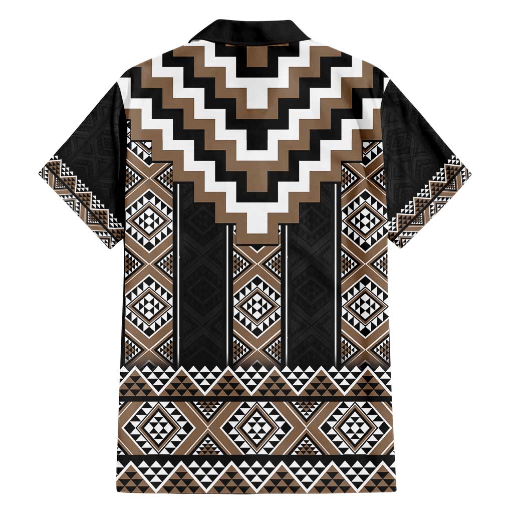 Brown Taniko Aotearoa Hawaiian Shirt Niho Taniwha Mix Poutama LT14