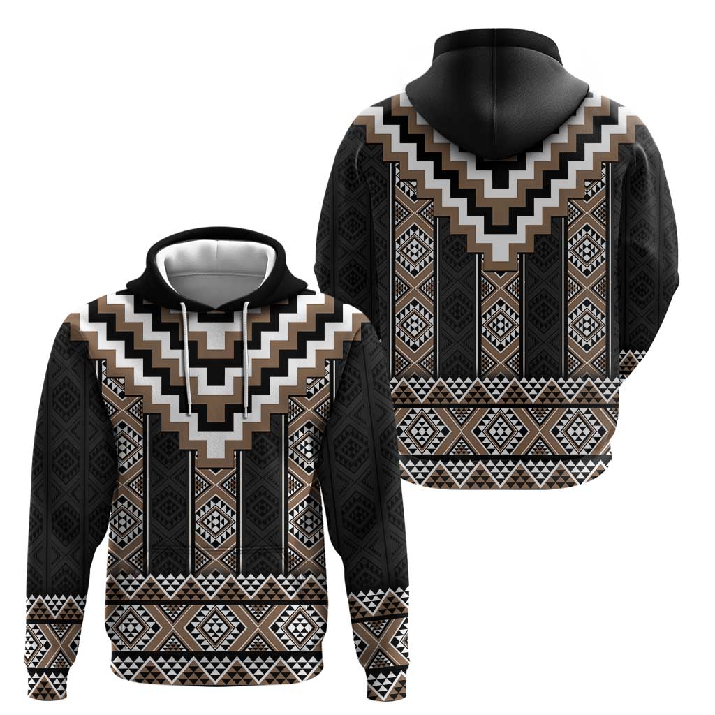 Brown Taniko Aotearoa Hoodie Niho Taniwha Mix Poutama LT14