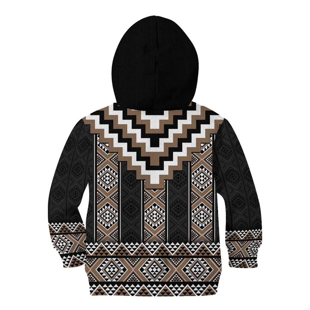 Brown Taniko Aotearoa Kid Hoodie Niho Taniwha Mix Poutama LT14