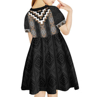 Brown Taniko Aotearoa Kid Short Sleeve Dress Niho Taniwha Mix Poutama LT14