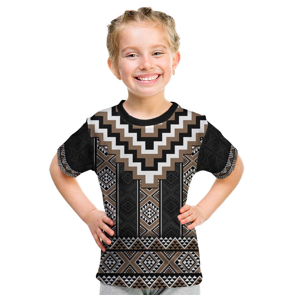 Brown Taniko Aotearoa Kid T Shirt Niho Taniwha Mix Poutama LT14