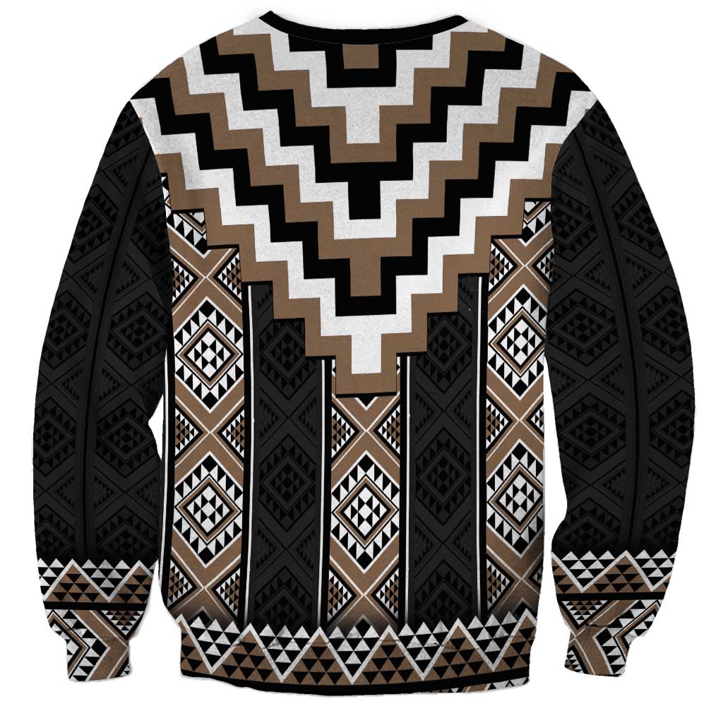Brown Taniko Aotearoa Sweatshirt Niho Taniwha Mix Poutama LT14