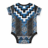 Blue Taniko Motifs Aotearoa Baby Onesie Niho Taniwha Mix Poutama LT14 - Polynesian Pride