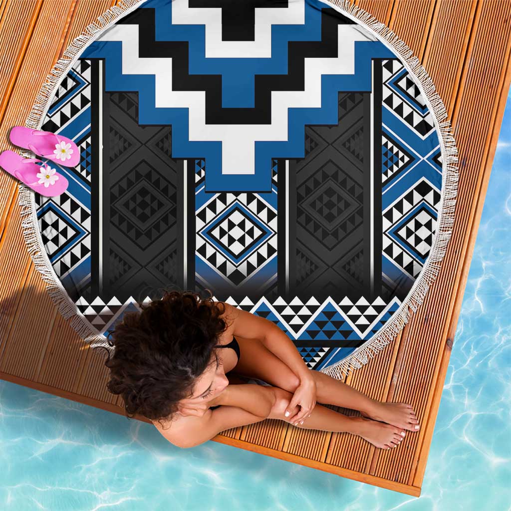 Blue Taniko Aotearoa Beach Blanket Niho Taniwha Mix Poutama LT14