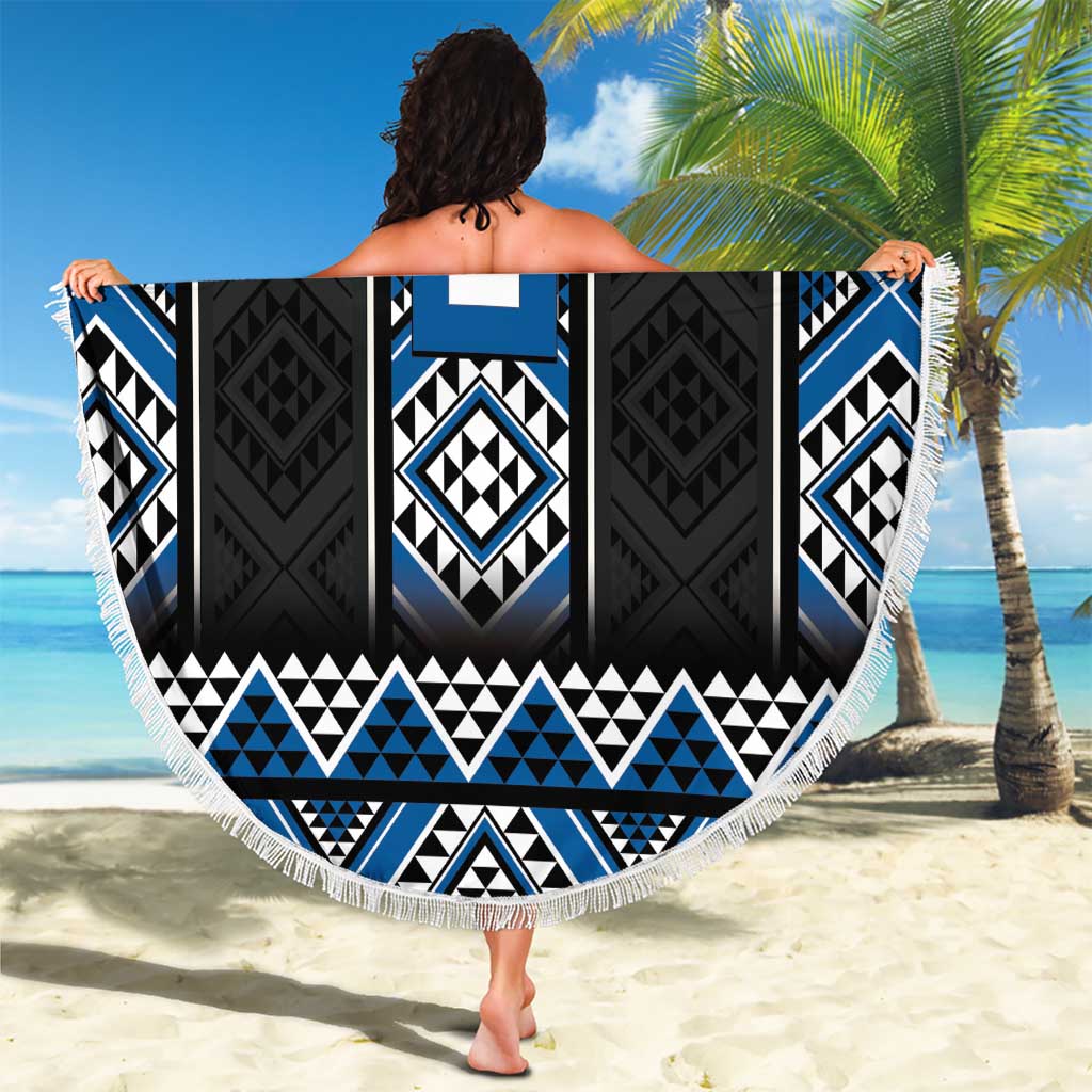 Blue Taniko Aotearoa Beach Blanket Niho Taniwha Mix Poutama LT14