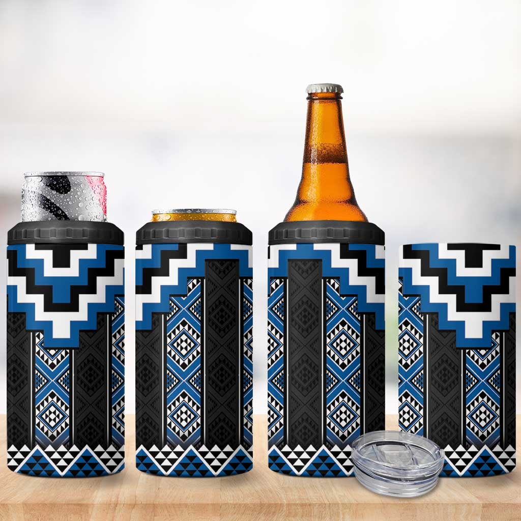 Blue Taniko Aotearoa 4 in 1 Can Cooler Tumbler Niho Taniwha Mix Poutama LT14