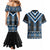 Blue Taniko Aotearoa Couples Matching Mermaid Dress and Hawaiian Shirt Niho Taniwha Mix Poutama LT14