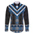 Blue Taniko Aotearoa Family Matching Off The Shoulder Long Sleeve Dress and Hawaiian Shirt Niho Taniwha Mix Poutama LT14