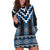 Blue Taniko Aotearoa Hoodie Dress Niho Taniwha Mix Poutama LT14