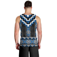 Blue Taniko Aotearoa Men Tank Top Niho Taniwha Mix Poutama LT14