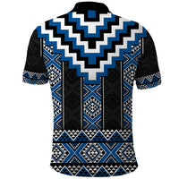 Blue Taniko Aotearoa Polo Shirt Niho Taniwha Mix Poutama LT14