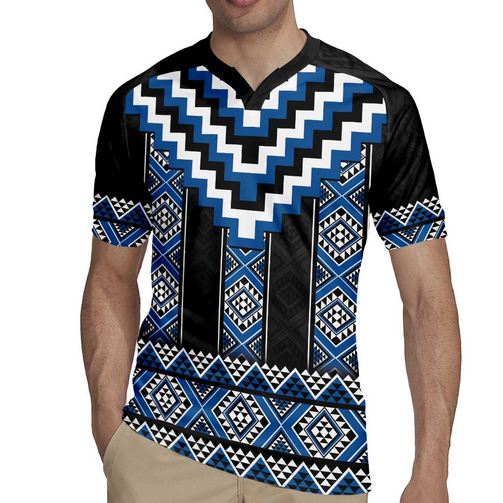 Blue Taniko Aotearoa Rugby Jersey Niho Taniwha Mix Poutama LT14