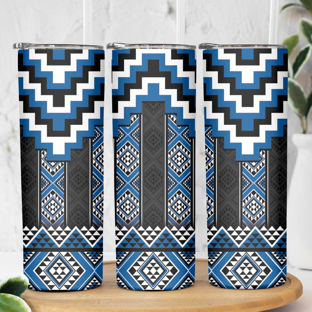 Blue Taniko Aotearoa Skinny Tumbler Niho Taniwha Mix Poutama LT14