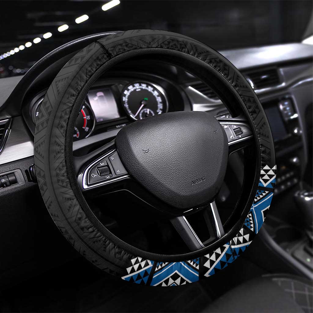 Blue Taniko Aotearoa Steering Wheel Cover Niho Taniwha Mix Poutama LT14