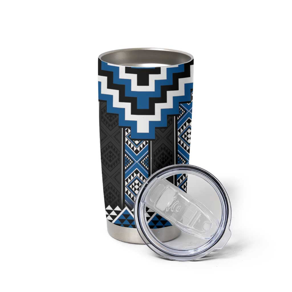 Blue Taniko Aotearoa Tumbler Cup Niho Taniwha Mix Poutama LT14