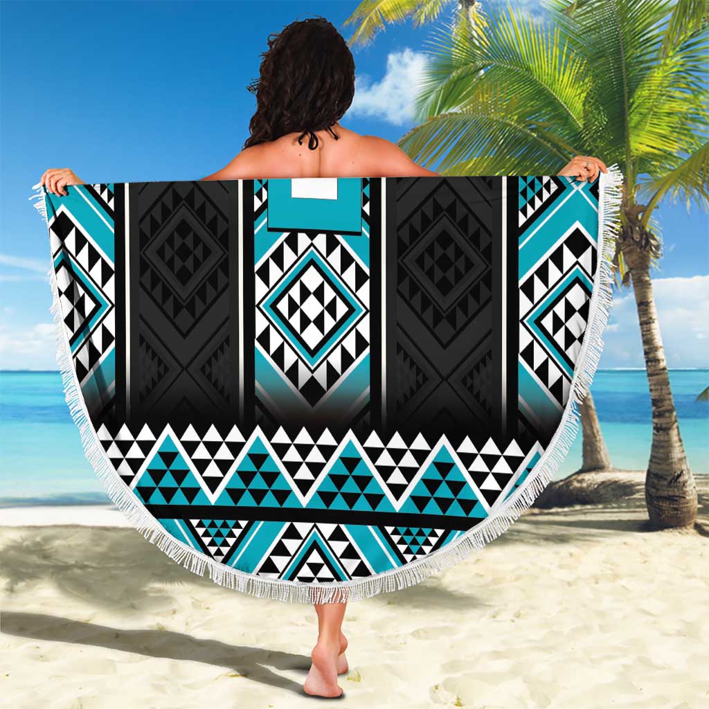 Turquoise Taniko Pattern Aotearoa Beach Blanket Niho Taniwha Mix Poutama