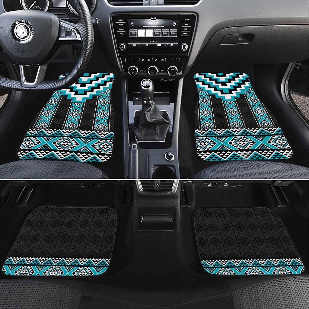 Turquoise Taniko Pattern Aotearoa Car Mats Niho Taniwha Mix Poutama