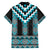 Turquoise Taniko Pattern Aotearoa Family Matching Long Sleeve Bodycon Dress and Hawaiian Shirt Niho Taniwha Mix Poutama LT14
