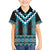 Turquoise Taniko Pattern Aotearoa Family Matching Long Sleeve Bodycon Dress and Hawaiian Shirt Niho Taniwha Mix Poutama LT14
