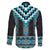 Turquoise Taniko Pattern Aotearoa Family Matching Short Sleeve Bodycon Dress and Hawaiian Shirt Niho Taniwha Mix Poutama LT14