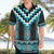 Turquoise Taniko Pattern Aotearoa Hawaiian Shirt Niho Taniwha Mix Poutama LT14