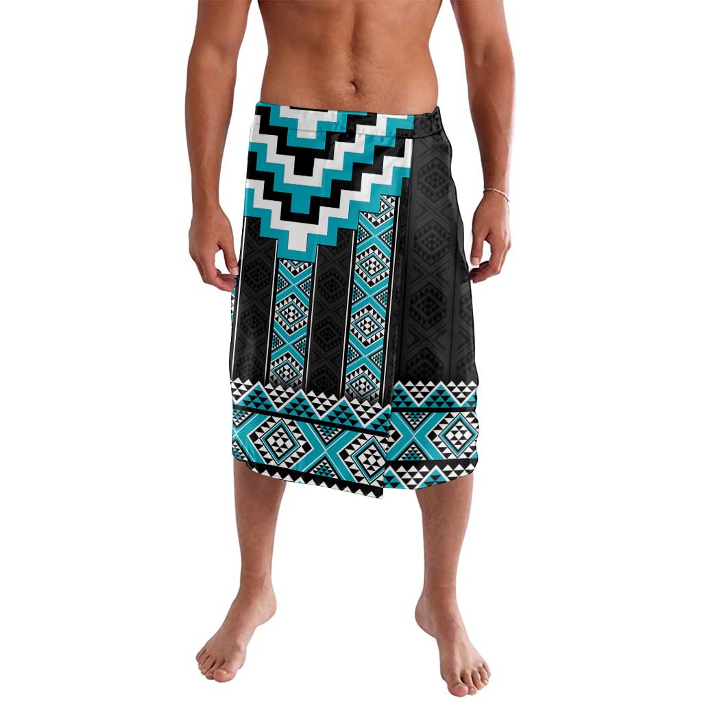 Turquoise Taniko Pattern Aotearoa Lavalava Niho Taniwha Mix Poutama LT14