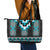 Turquoise Taniko Pattern Aotearoa Leather Tote Bag Niho Taniwha Mix Poutama