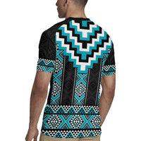 Turquoise Taniko Pattern Aotearoa Rugby Jersey Niho Taniwha Mix Poutama LT14