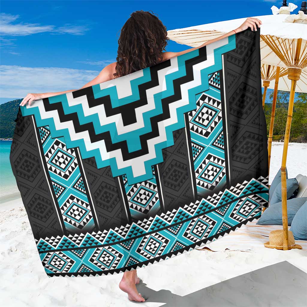 Turquoise Taniko Pattern Aotearoa Sarong Niho Taniwha Mix Poutama