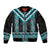 Turquoise Taniko Pattern Aotearoa Sleeve Zip Bomber Jacket Niho Taniwha Mix Poutama LT14