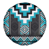 Turquoise Taniko Pattern Aotearoa Spare Tire Cover Niho Taniwha Mix Poutama
