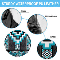 Turquoise Taniko Pattern Aotearoa Spare Tire Cover Niho Taniwha Mix Poutama