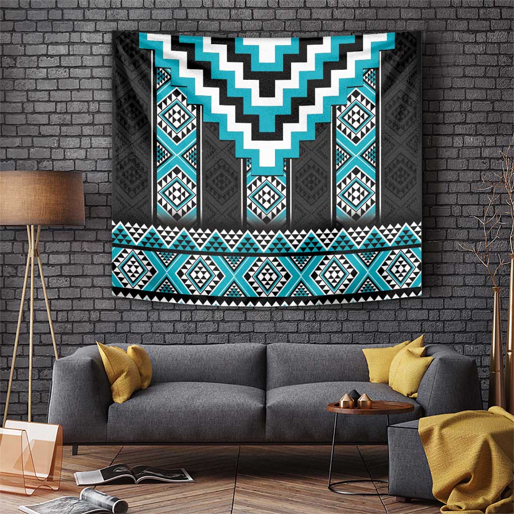 Turquoise Taniko Pattern Aotearoa Tapestry Niho Taniwha Mix Poutama