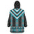 Turquoise Taniko Pattern Aotearoa Wearable Blanket Hoodie Niho Taniwha Mix Poutama LT14