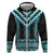 Turquoise Taniko Pattern Aotearoa Zip Hoodie Niho Taniwha Mix Poutama LT14
