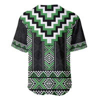 Green Taniko Pattern Aotearoa Baseball Jersey Niho Taniwha Mix Poutama LT14