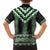 Green Taniko Pattern Aotearoa Family Matching Off The Shoulder Long Sleeve Dress and Hawaiian Shirt Niho Taniwha Mix Poutama LT14