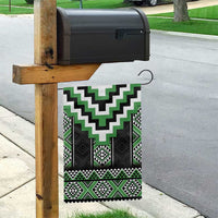 Green Taniko Pattern Aotearoa Garden Flag Niho Taniwha Mix Poutama