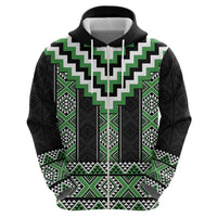 Green Taniko Pattern Aotearoa Hoodie Niho Taniwha Mix Poutama LT14