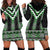 Green Taniko Pattern Aotearoa Hoodie Dress Niho Taniwha Mix Poutama LT14