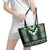 Green Taniko Pattern Aotearoa Leather Tote Bag Niho Taniwha Mix Poutama