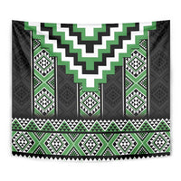 Green Taniko Pattern Aotearoa Tapestry Niho Taniwha Mix Poutama