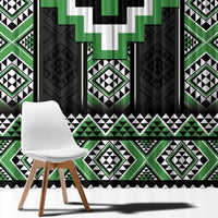 Green Taniko Pattern Aotearoa Window Curtain Niho Taniwha Mix Poutama