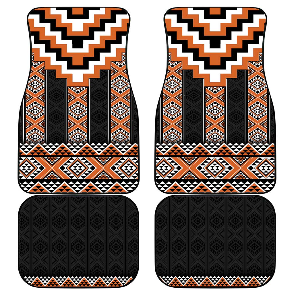 Orange Taniko Pattern Aotearoa Car Mats Niho Taniwha Mix Poutama