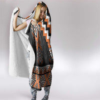 Orange Taniko Pattern Aotearoa Hooded Blanket Niho Taniwha Mix Poutama