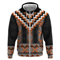 Orange Taniko Pattern Aotearoa Hoodie Niho Taniwha Mix Poutama LT14
