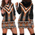 Orange Taniko Pattern Aotearoa Hoodie Dress Niho Taniwha Mix Poutama LT14